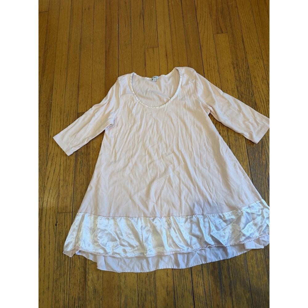 PJ Harlow Kiki Top Womens Medium Pink Satin Faille Trim USA Sleepwear